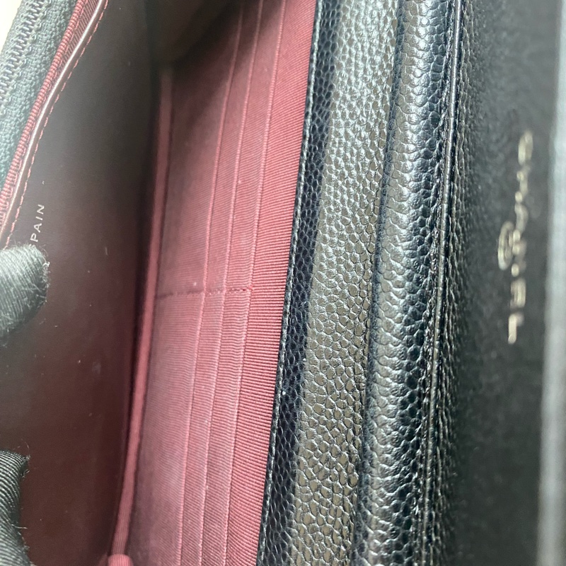 Chanel 黑銀woc 荔枝牛皮-5