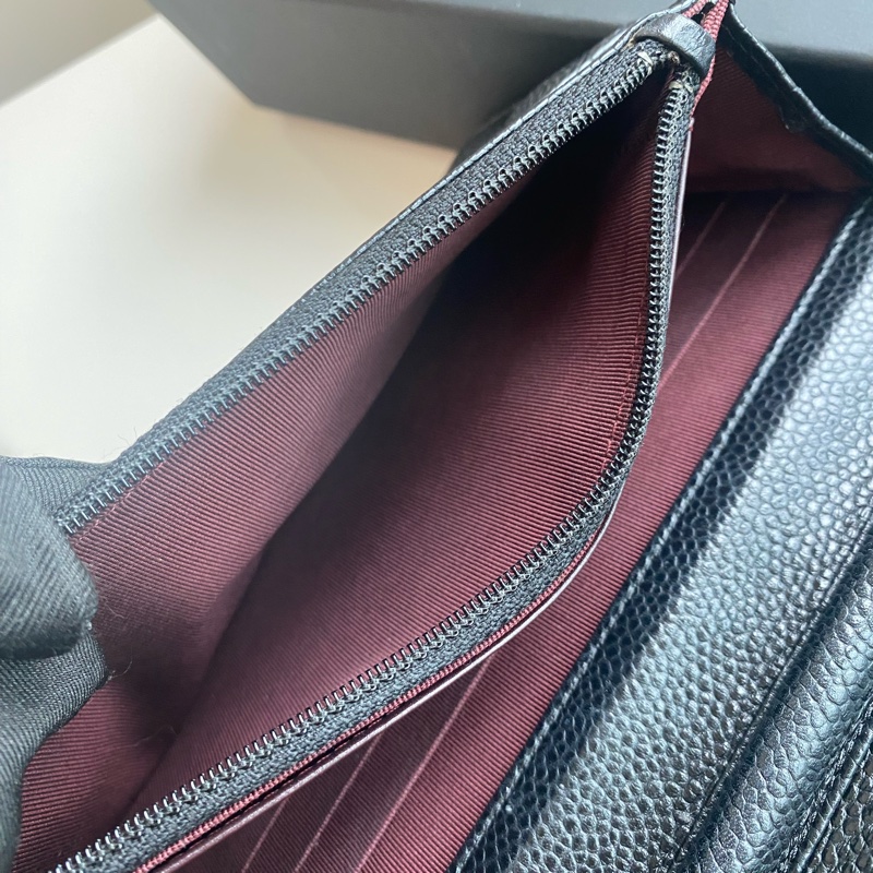 Chanel 黑銀woc 荔枝牛皮-11