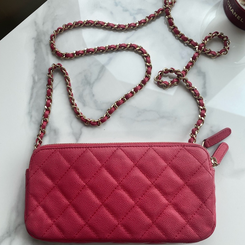 Chanel 珊瑚粉woc 荔枝牛皮-1
