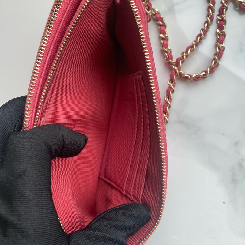 Chanel 珊瑚粉woc 荔枝牛皮-7