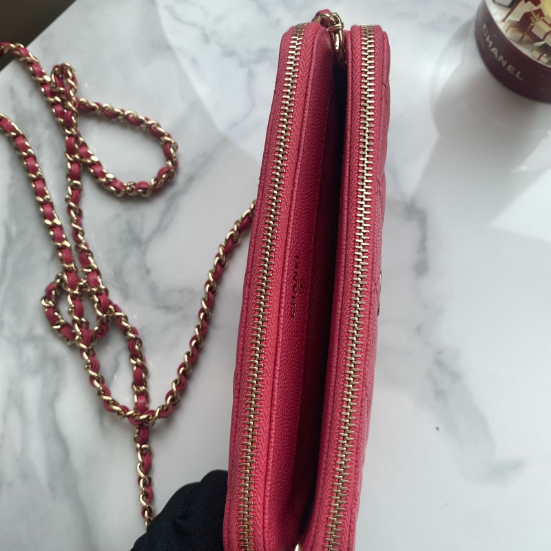 Chanel 珊瑚粉woc 荔枝牛皮-10