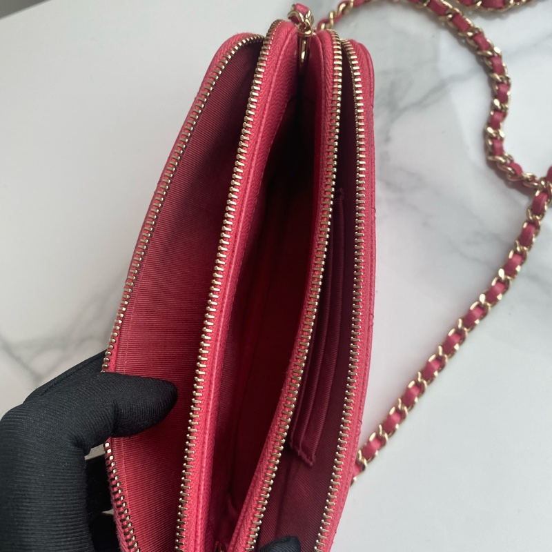 Chanel 珊瑚粉woc 荔枝牛皮-12