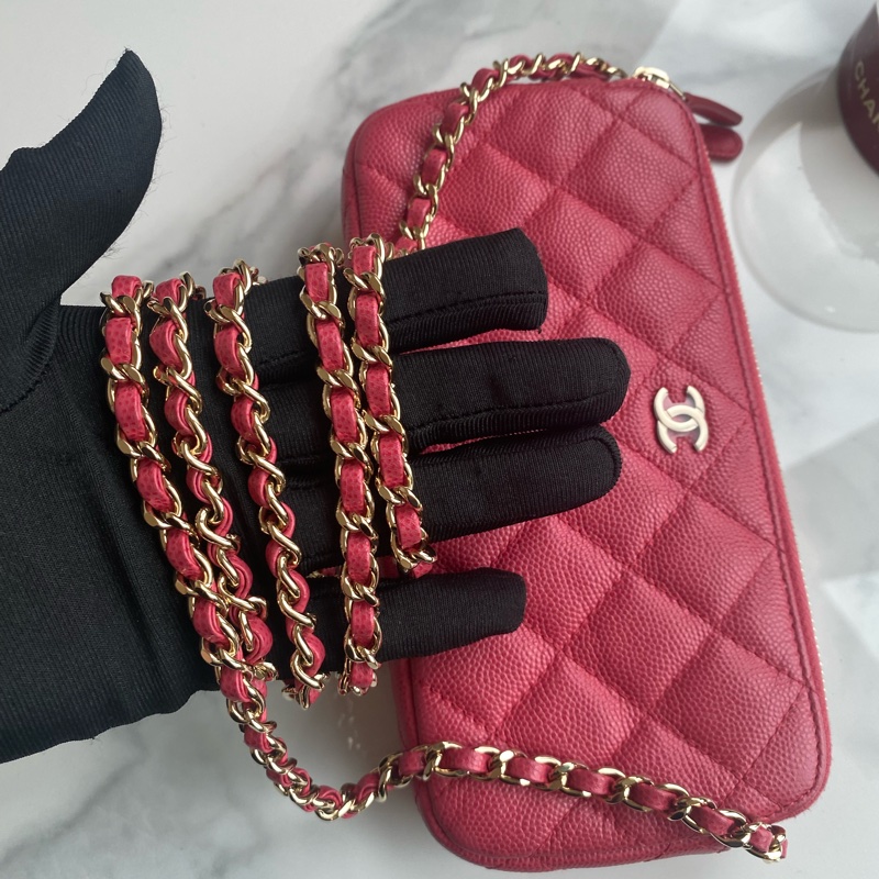 Chanel 珊瑚粉woc 荔枝牛皮-13