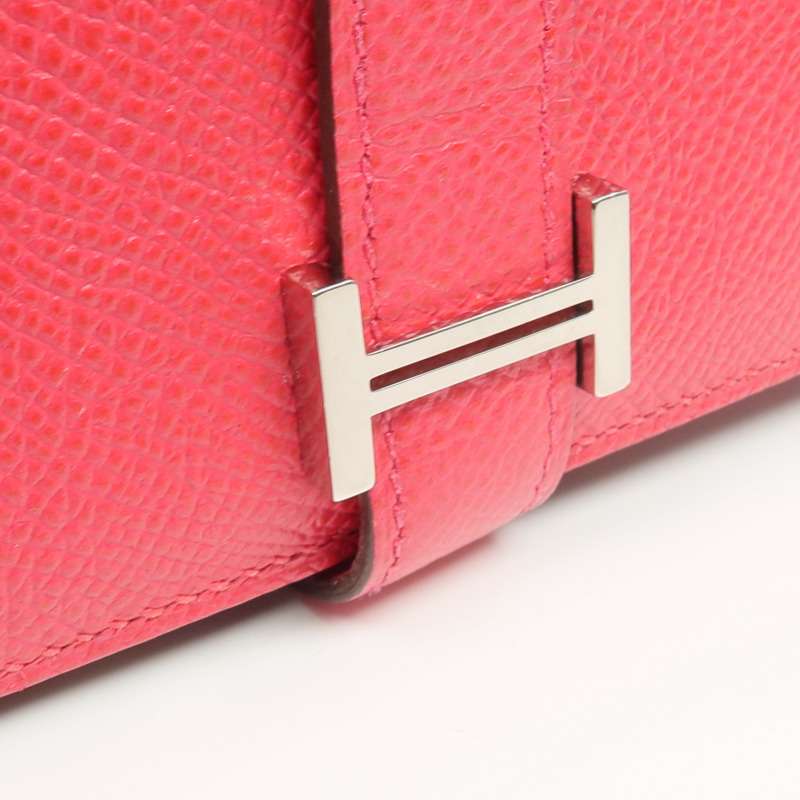 HERMES Epsom皮革Bearn Wallet長錢包Framboise-8