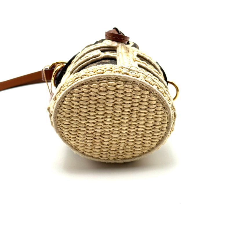 FENDI 迷你Step out拉菲草編織 水桶肩背斜背包9*14*7.5 98新配件塵袋-4