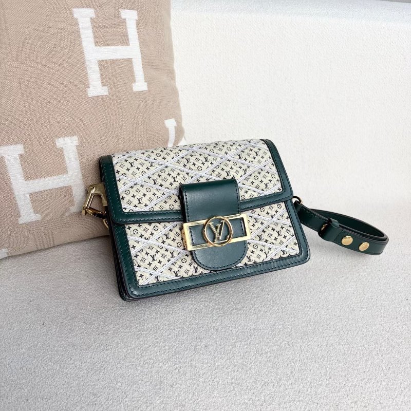 LV 限量Dauphine 小號 綠色金扣 牛仔拼皮 20*15*9 98新配件肩帶 塵袋-4