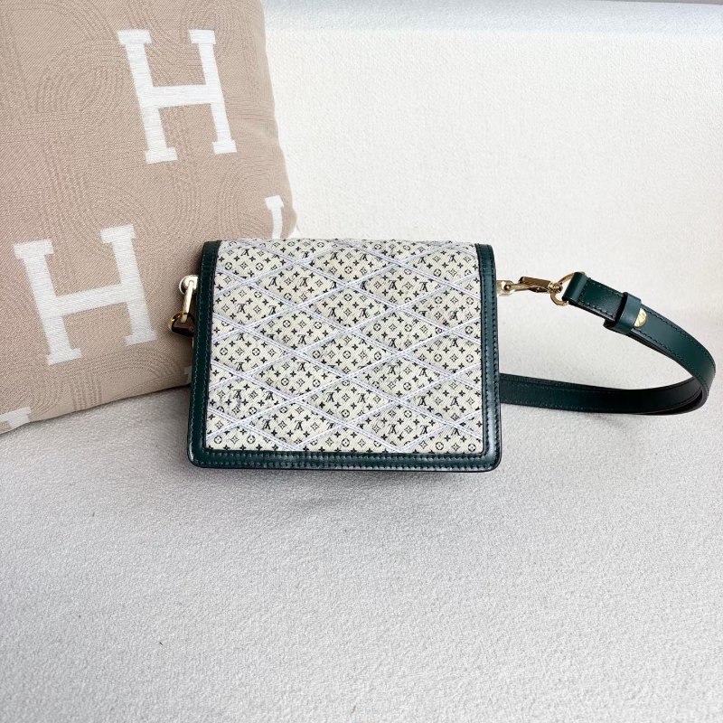 LV 限量Dauphine 小號 綠色金扣 牛仔拼皮 20*15*9 98新配件肩帶 塵袋-7
