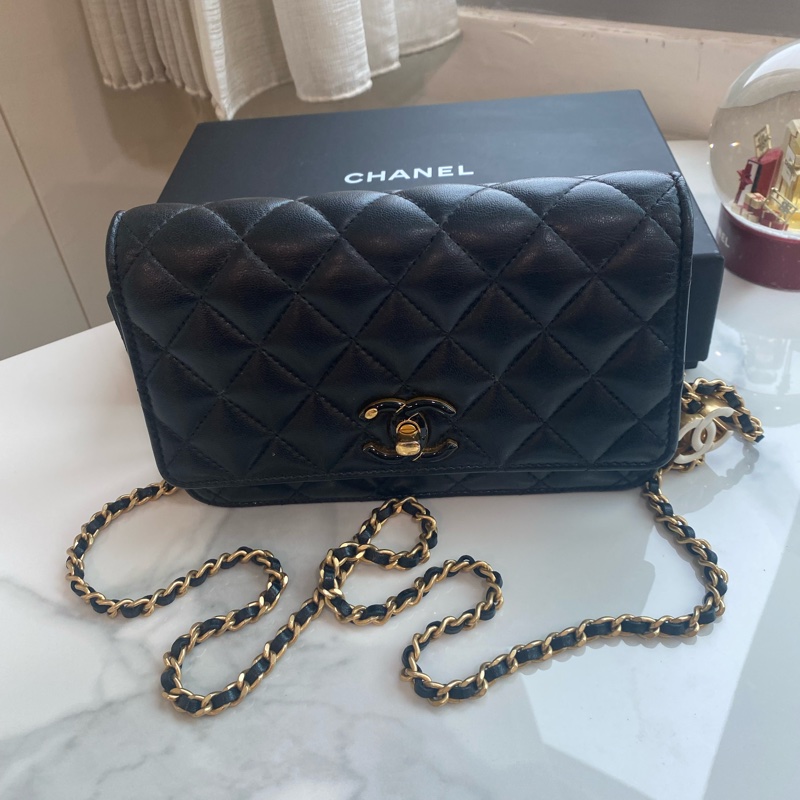 Chanel 黑金24a珐琅調節扣woc-0