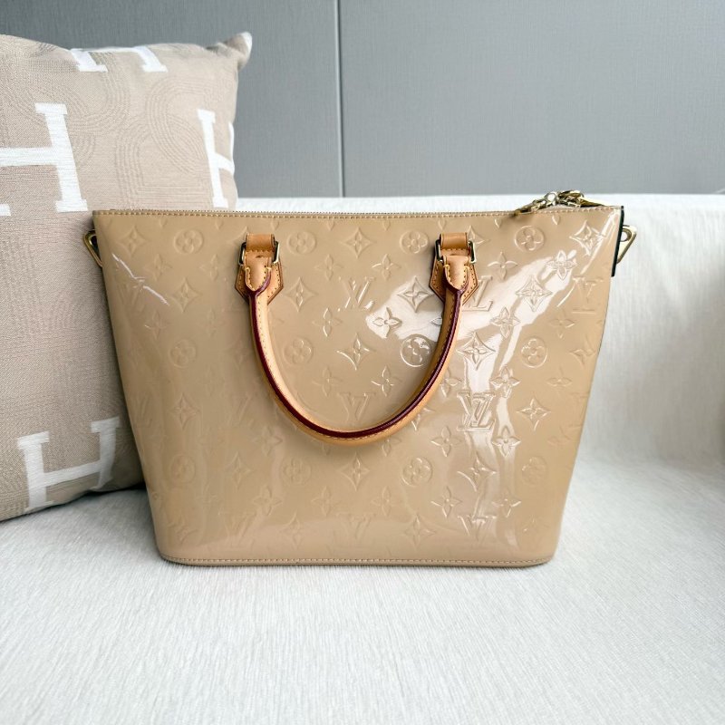 LV 漆皮手提斜背包 黃色 中號 28.5*14*25  98新配件鑰匙*2 鎖 肩帶 塵袋-6