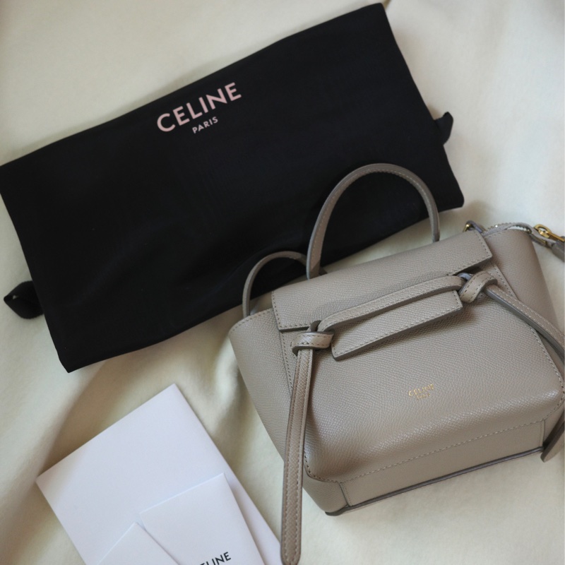九成新 Celine nano belt bag 鯰魚包 奶茶色-0