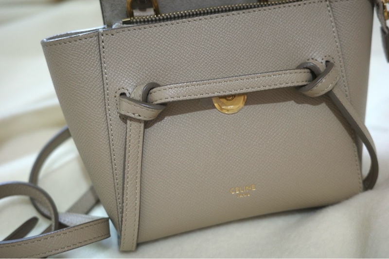 九成新 Celine nano belt bag 鯰魚包 奶茶色-3