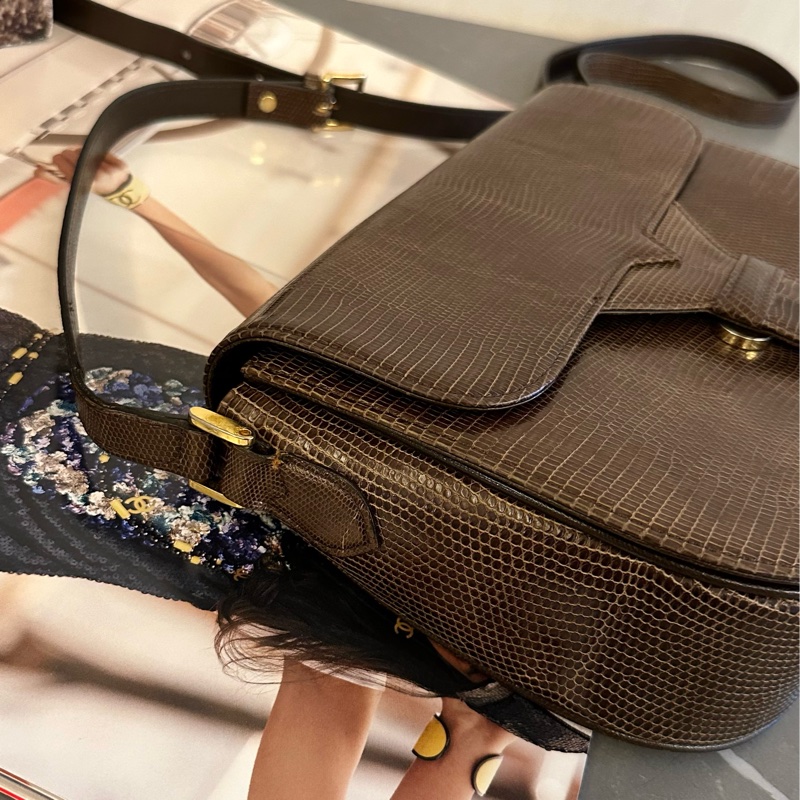 💗MYMluxurybag💗 YSL 20cm 稀有皮 古董袋 斜背袋 肩背袋-10