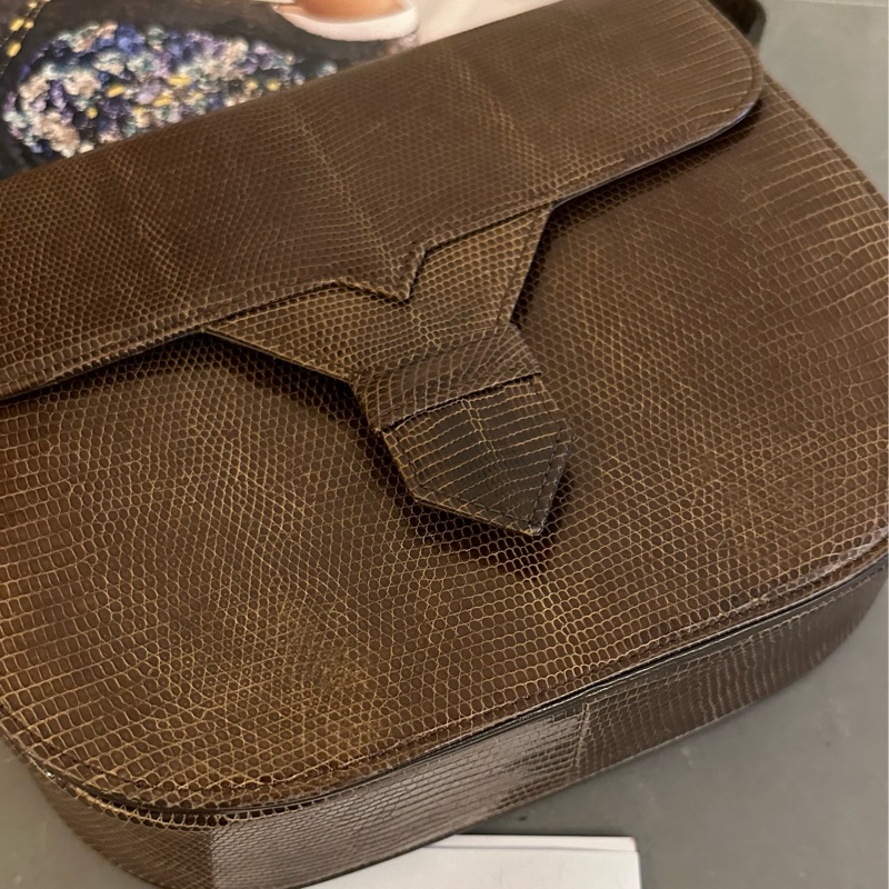 💗MYMluxurybag💗 YSL 20cm 稀有皮 古董袋 斜背袋 肩背袋-19