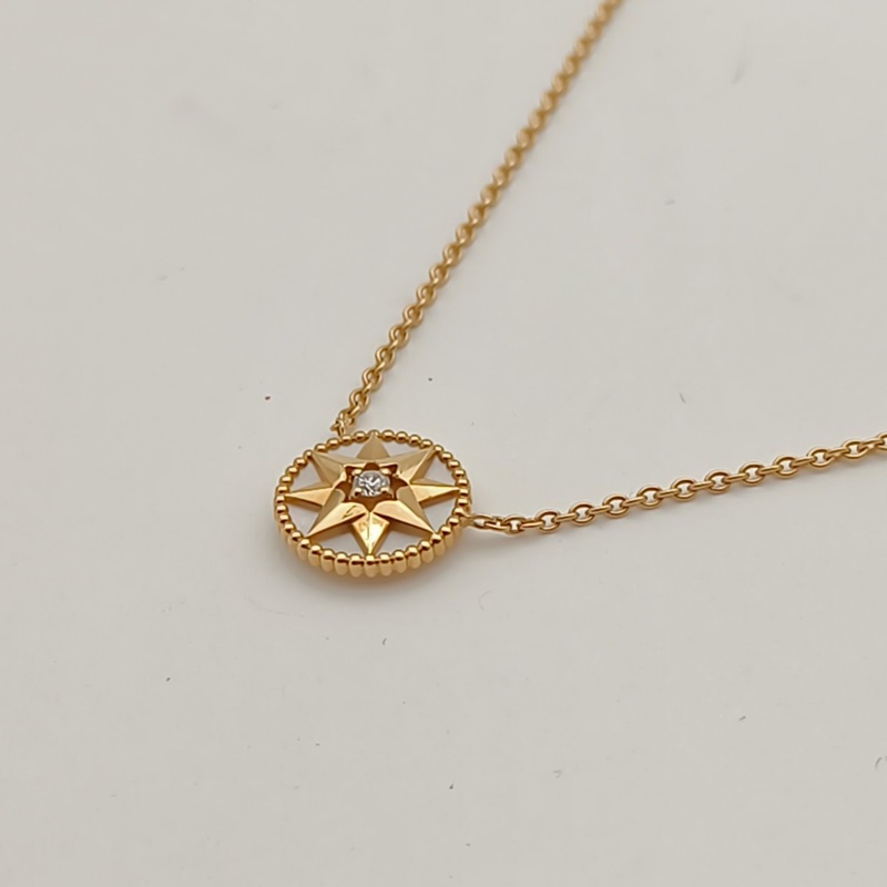DIOR 18K黃金鑽石白貝母ROSEDESVENTS八芒星羅盤項鏈-2