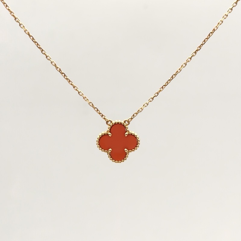 VAN CLEEF&ARPELS VintageAlhambra中號單花項鏈新扣18K黃金/紅玉髓-1