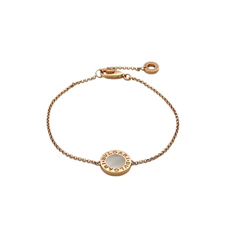 BVLGARI 白母貝手鏈18K玫瑰金/白貝母S-M碼