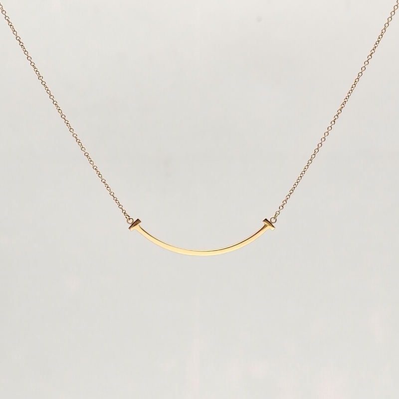 TIFFANY&CO TiffanyT微笑項鏈小號18K黃金項鏈-1