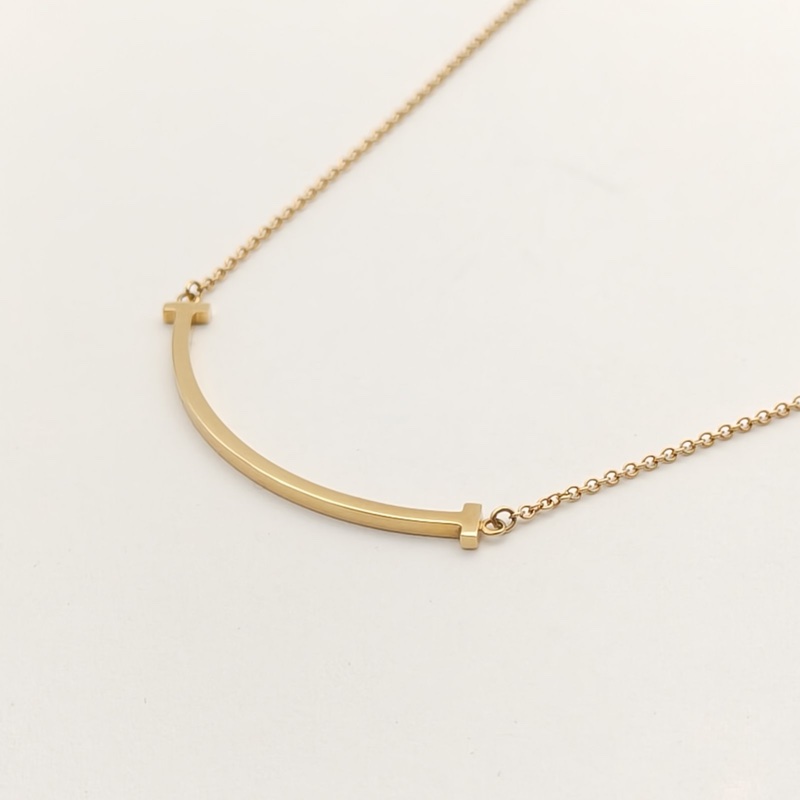 TIFFANY&CO TiffanyT微笑項鏈小號18K黃金項鏈-2