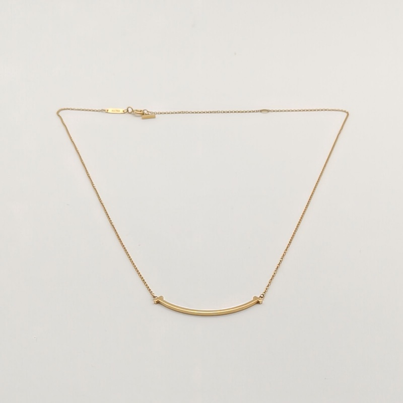 TIFFANY&CO TiffanyT微笑項鏈小號18K黃金項鏈-3