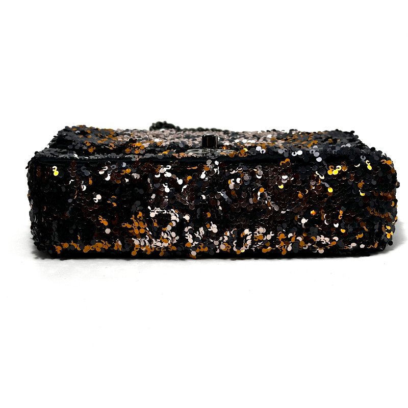 CHANEL 亮片CF大mini肩背斜背包20*13*5 99新配件塵袋 保卡-4