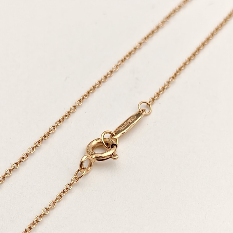 TIFFANY&CO 18K玫瑰金鑽石鏤空圈形太陽花邊鑽項鏈小號-3