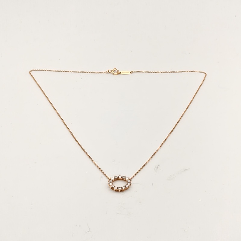 TIFFANY&CO 18K玫瑰金鑽石鏤空圈形太陽花邊鑽項鏈小號-4