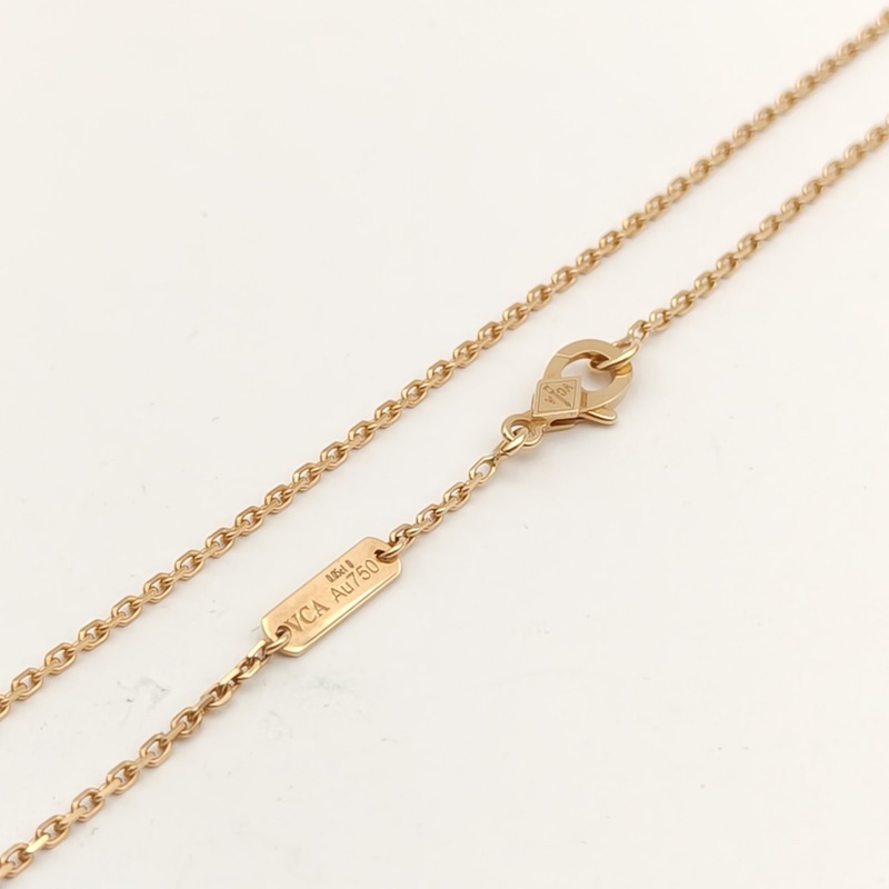 VAN CLEEF&ARPELS VintageAlhambra中號單花項鏈2018年聖誕18K黃金/鑽石/金貝母-3