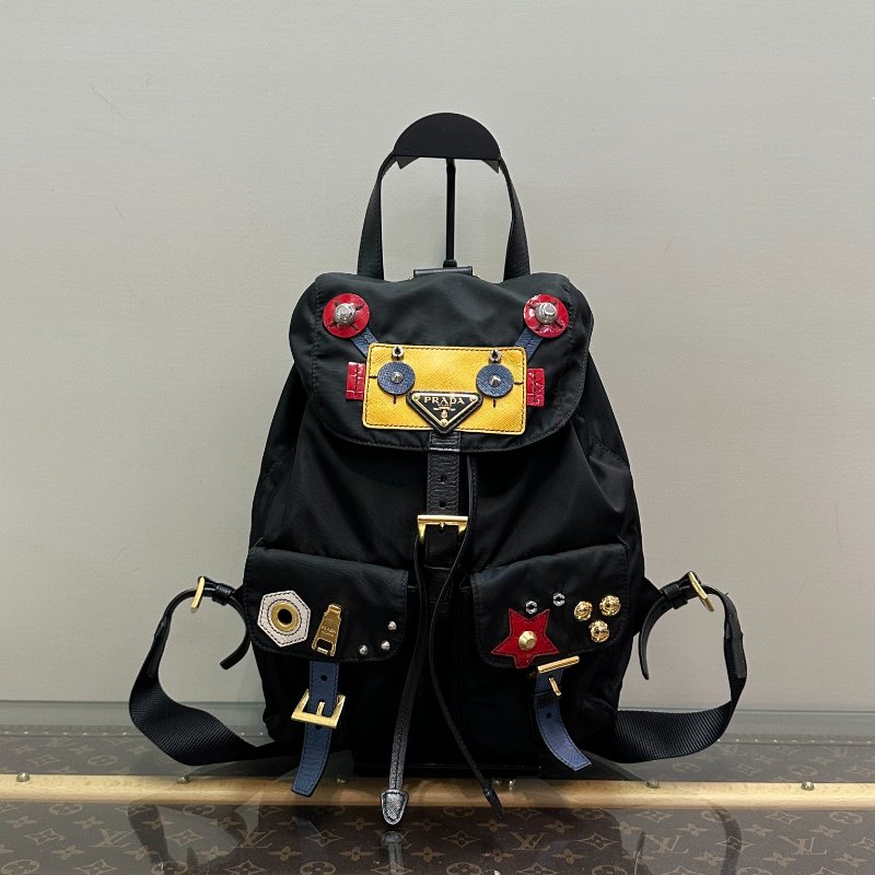 PRADA 限量款機器人後背包24*28*12 98新配件塵袋-1