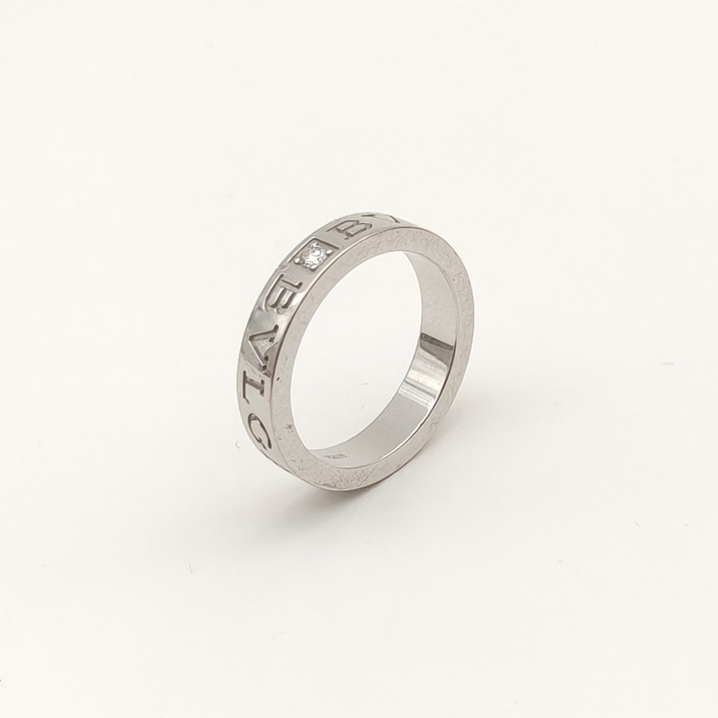 BVLGARI 字母單鑽戒指BVLGARI系列18K白金/鑽石53-1
