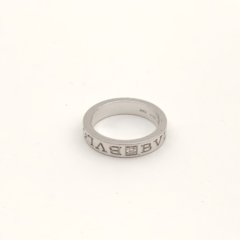 BVLGARI 字母單鑽戒指BVLGARI系列18K白金/鑽石53-2