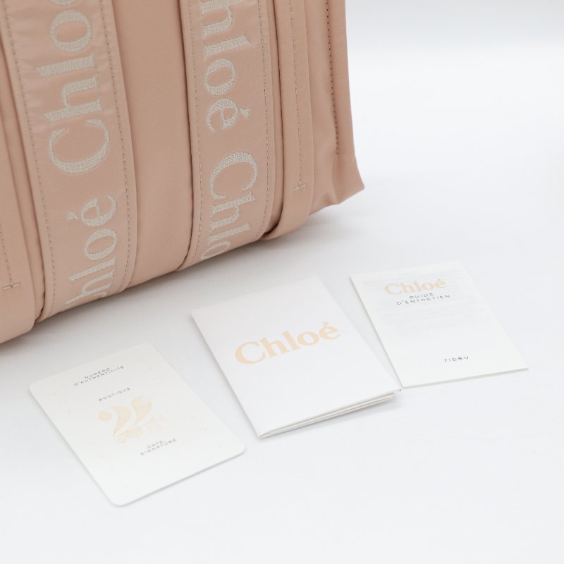 Chloé 蔻依 Woody small 粉色 尼龍托特包-12