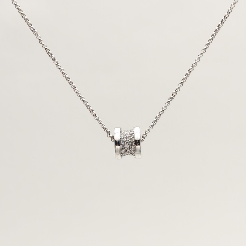 BVLGARI B.ZERO1小蠻腰項鏈滿鑽18K白金/鑽石-1