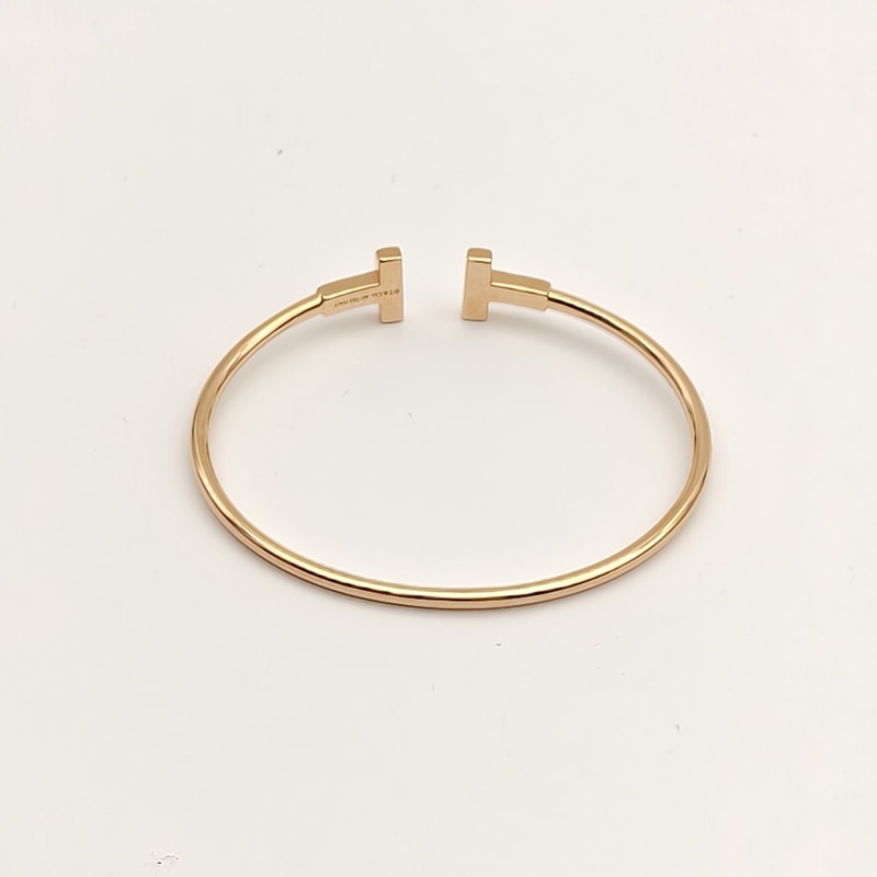 TIFFANY&CO TiffanyT線圈手鐲中號滿鑽拼18K玫瑰金/鑽石S-3