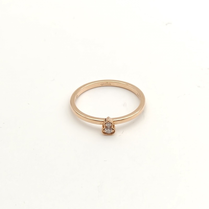 Qeelin 18K玫瑰金wulu系列小葫蘆鑲鑽戒指56-1