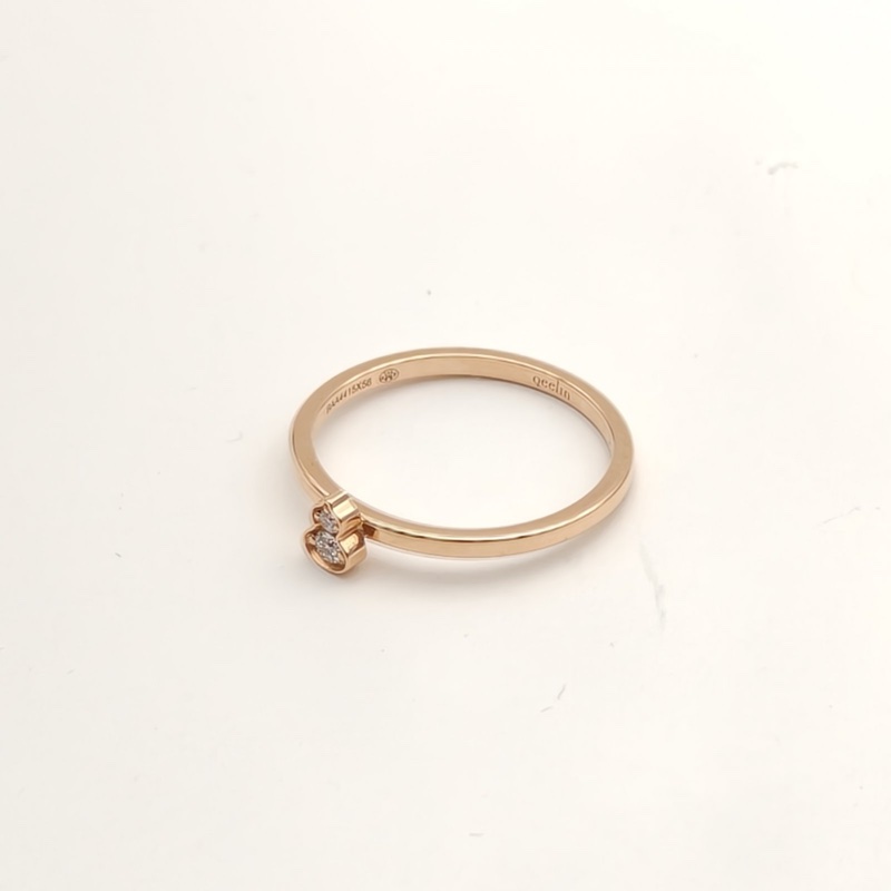 Qeelin 18K玫瑰金wulu系列小葫蘆鑲鑽戒指56-4