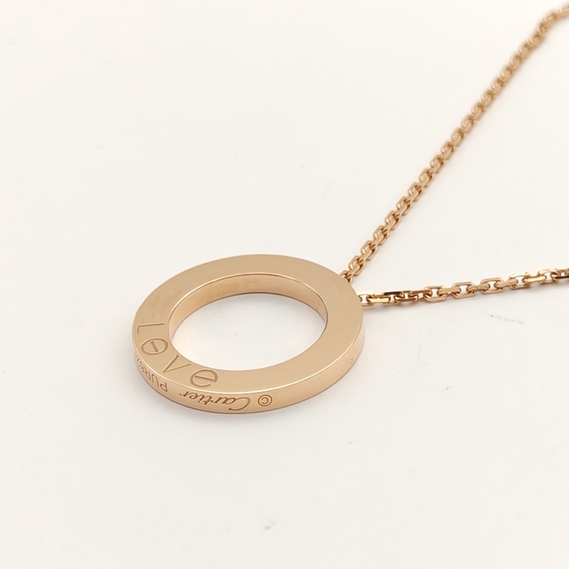 CARTIER LOVE大圓餅三鑽項鏈18K玫瑰金/鑽石-2