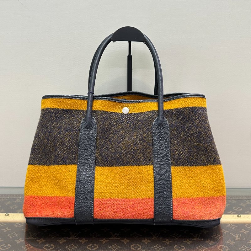 ️HERMES 彩虹毛呢花園36手提包 36*25*18 98新配件塵袋-1