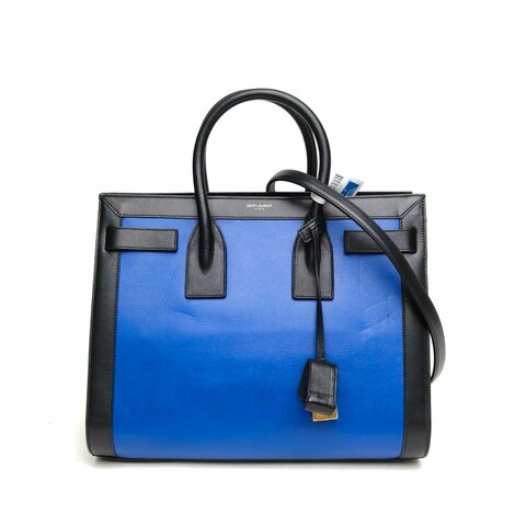 SAINT LAURENT ClassicSacDeJour風琴包大號黑色牛皮金扣肩背包