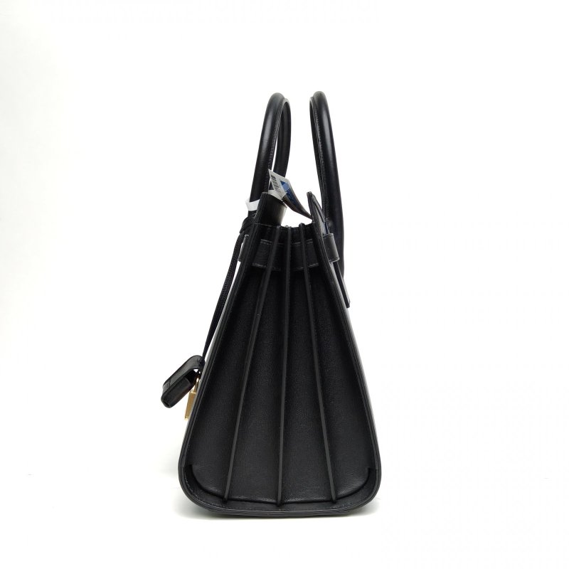 SAINT LAURENT ClassicSacDeJour風琴包大號黑色牛皮金扣肩背包-1