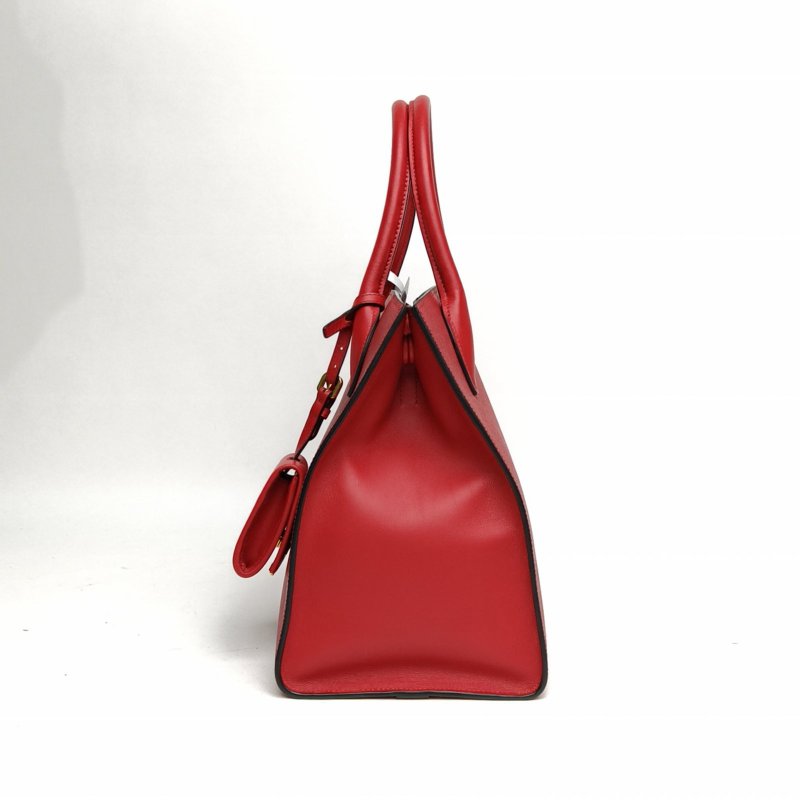 PRADA Monochrome系列手提單肩包紅色牛皮金扣肩背包-1