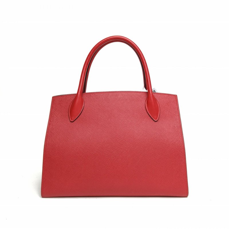 PRADA Monochrome系列手提單肩包紅色牛皮金扣肩背包-2