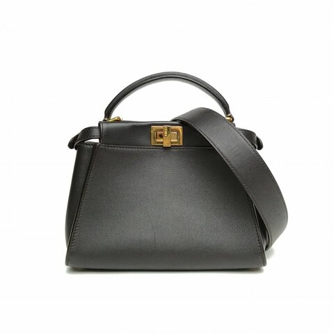 FENDI PEEKABOOMini23黑色牛皮金扣肩背包