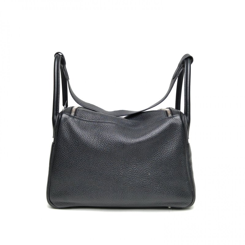 HERMES Lindy30黑色TC皮A刻銀扣肩背包-2