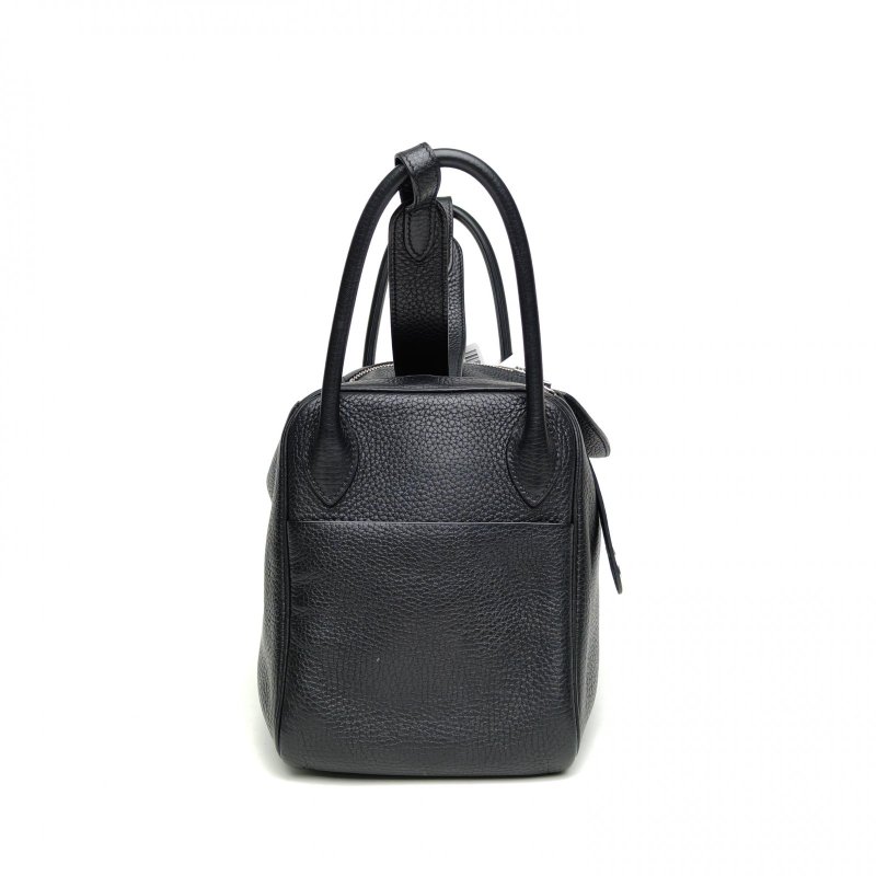 HERMES Lindy30黑色TC皮A刻銀扣肩背包-3
