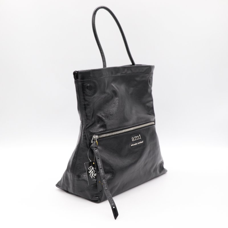 Ami Paris Grocery Bag 小牛皮 黑色 手提包-2