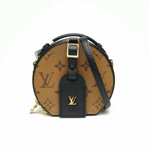 LOUIS VUITTON PETITEBOITECHAPEAU硬圓餅Mini焦糖色PVC老花肩背包