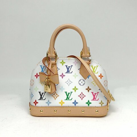 LOUIS VUITTON ALMA貝殼包村上隆聯名BB白三彩PVC晶片肩背包