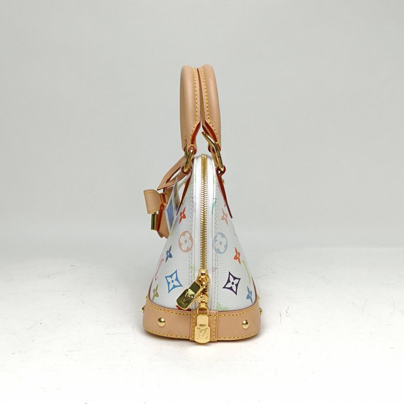 LOUIS VUITTON ALMA貝殼包村上隆聯名BB白三彩PVC晶片肩背包-1