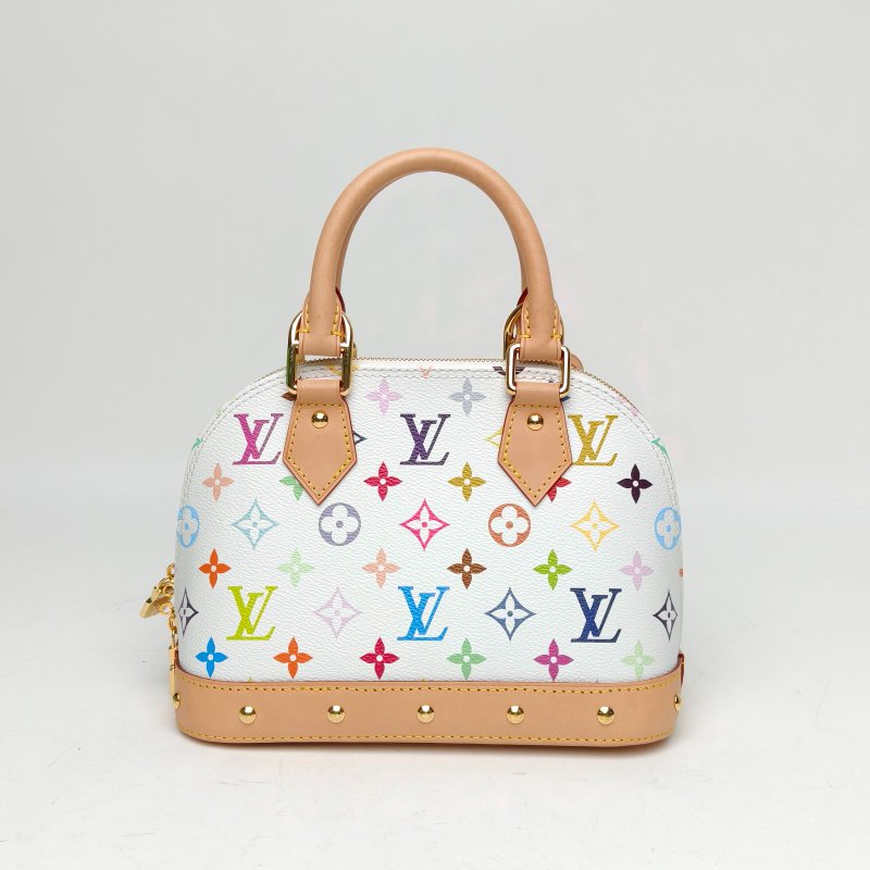 LOUIS VUITTON ALMA貝殼包村上隆聯名BB白三彩PVC晶片肩背包-2