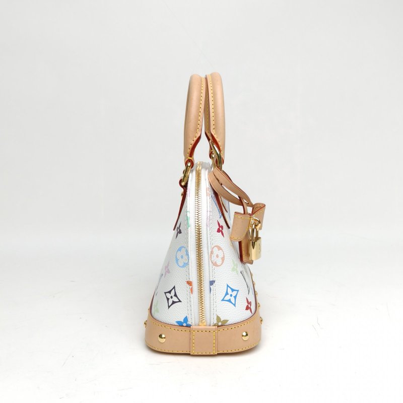 LOUIS VUITTON ALMA貝殼包村上隆聯名BB白三彩PVC晶片肩背包-3